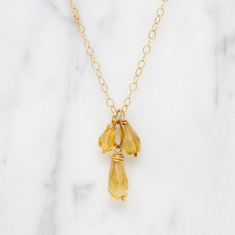Golden Citrine Drop Necklace by Brin