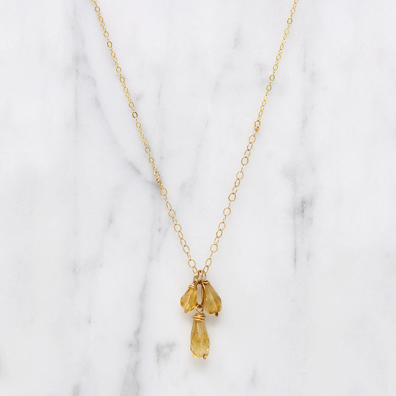 Golden Citrine Drop Necklace by Brin