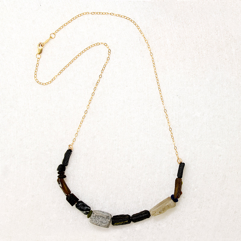 Aurora Roman Glass Bead Necklace by Brin