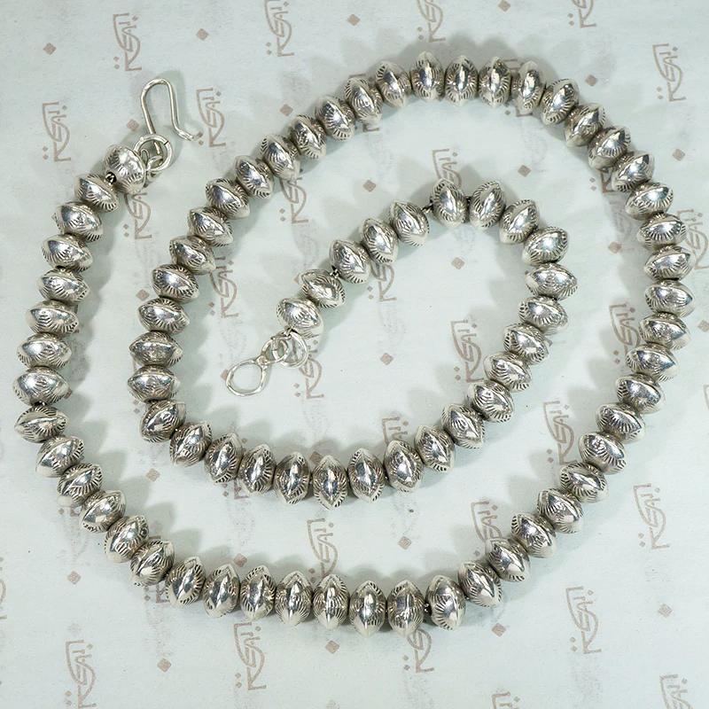 Navajo Rocker Design Silver Beaded Necklace