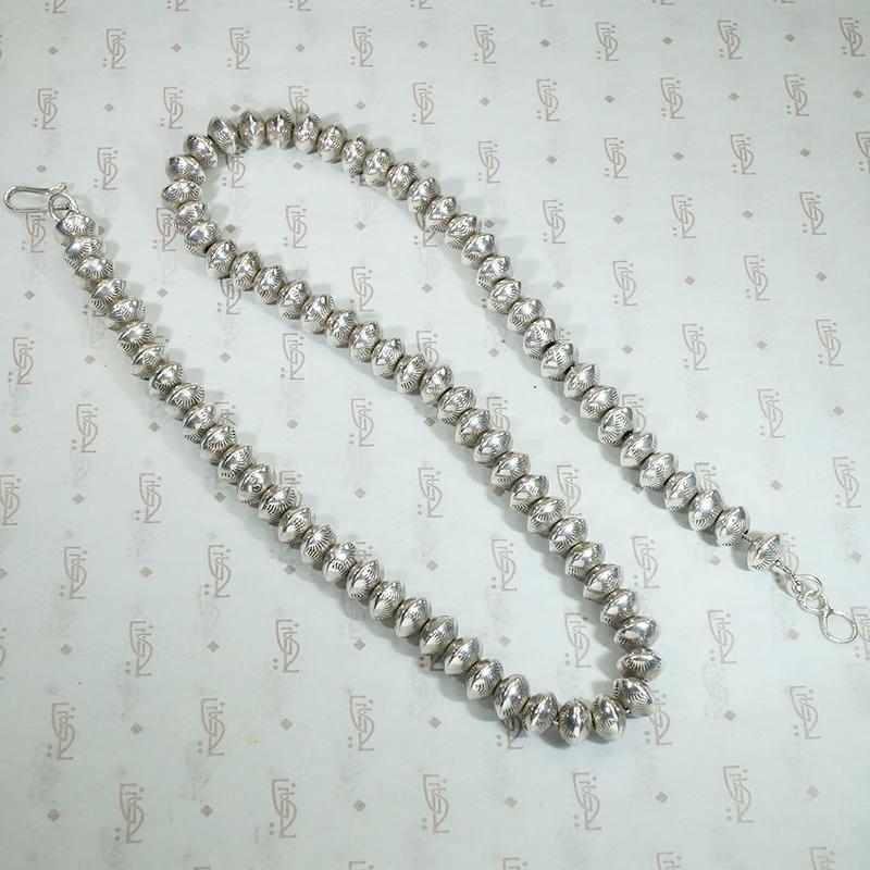 Navajo Rocker Design Silver Beaded Necklace