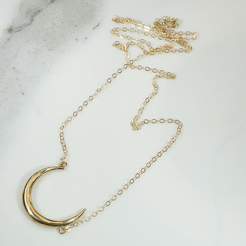 Victorian Crescent Moon Gold Necklace by 720