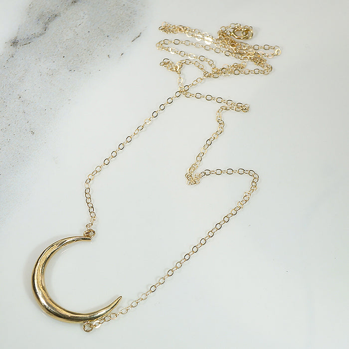 Victorian Crescent Moon Gold Necklace by 720