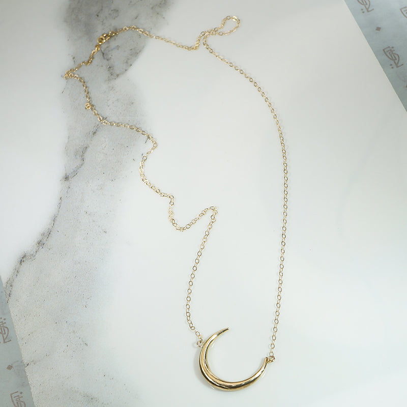 Victorian Crescent Moon Gold Necklace by 720