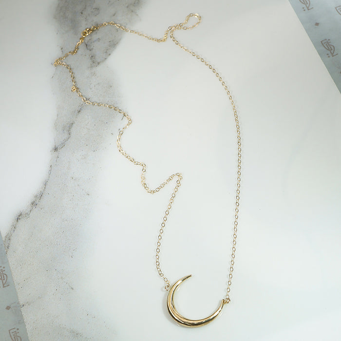 Victorian Crescent Moon Gold Necklace by 720