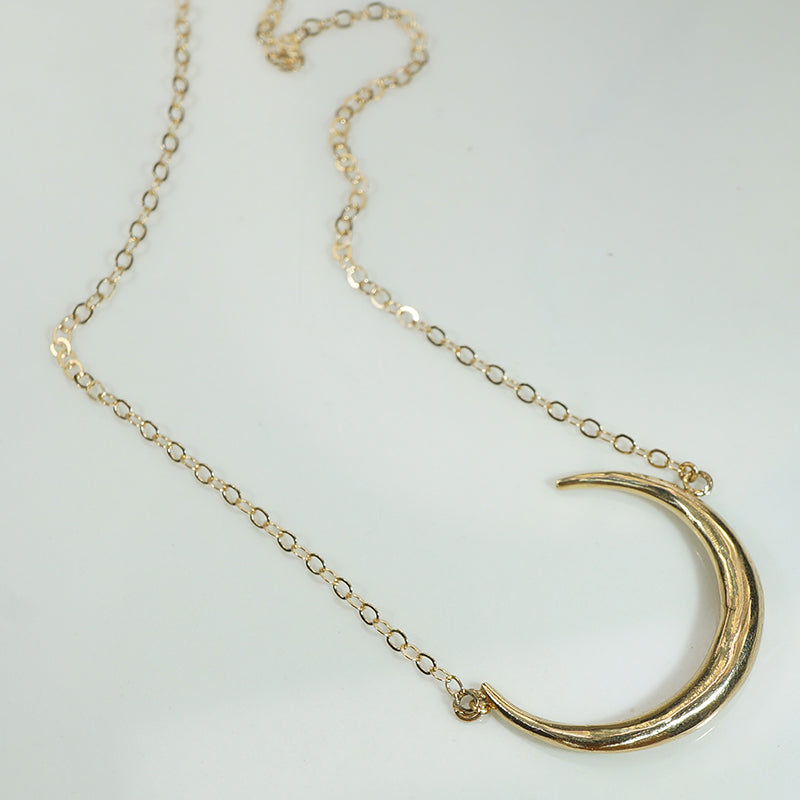 Victorian Crescent Moon Gold Necklace by 720