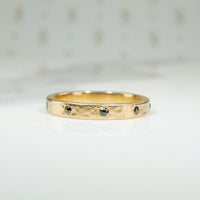 Hammered 18k Band with Black Diamonds