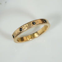 Hammered 18k Band with Black Diamonds