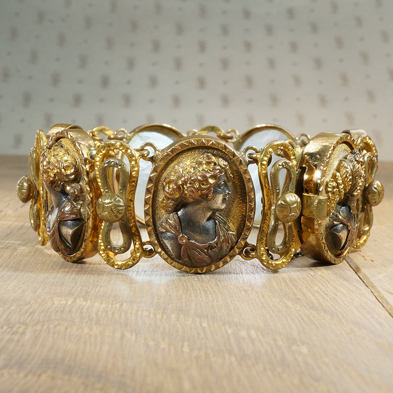 Silver and Gold Repoussé Cameo Bracelet c1800