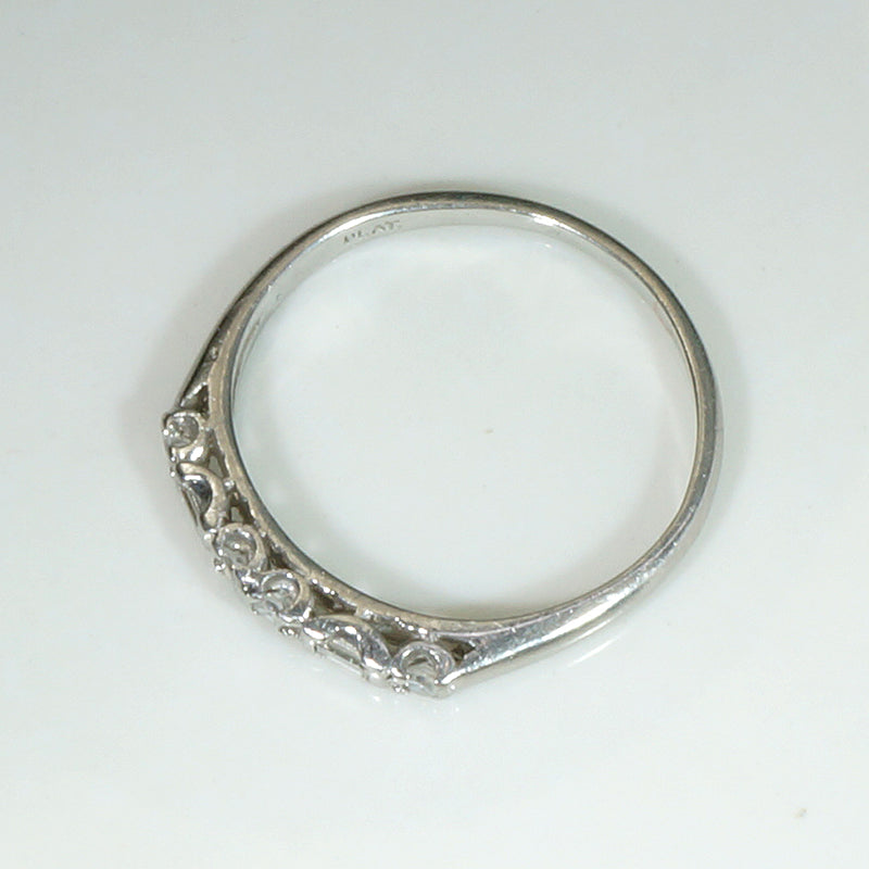 Elevated Baguette & Round Diamond Platinum Band
