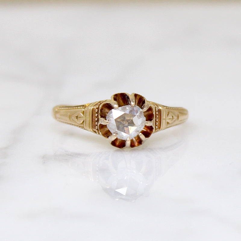 Engraved Victorian Solitaire with Rose Cut Diamond