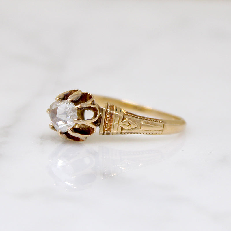 Engraved Victorian Solitaire with Rose Cut Diamond