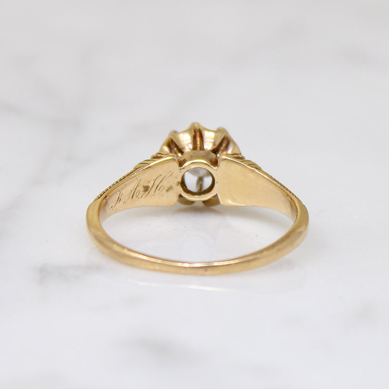Engraved Victorian Solitaire with Rose Cut Diamond