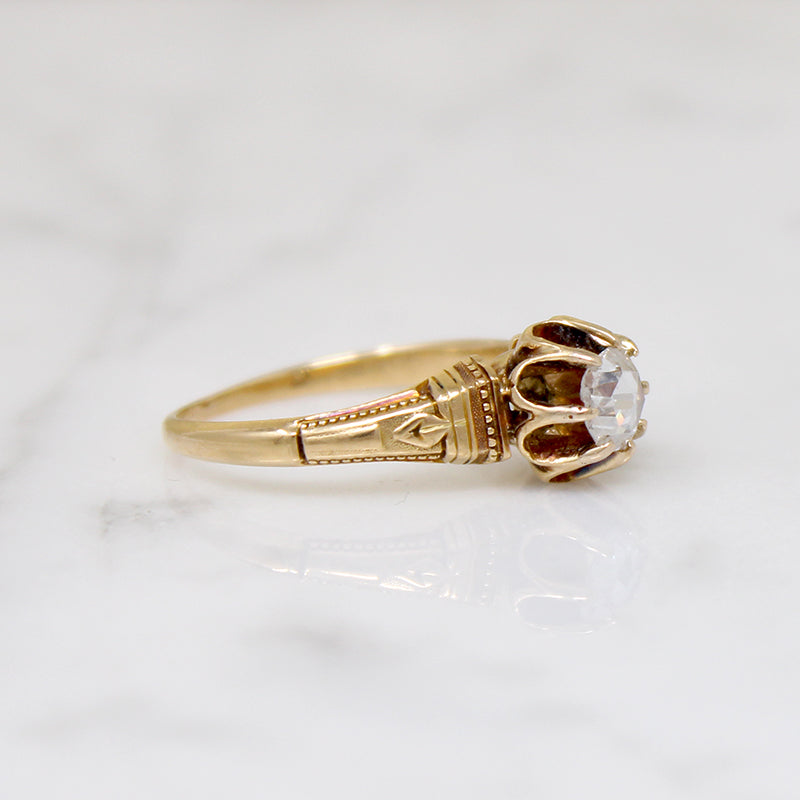 Engraved Victorian Solitaire with Rose Cut Diamond