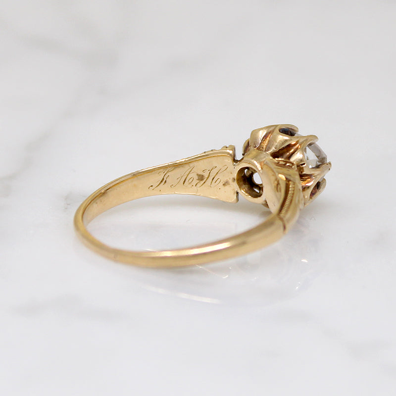 Engraved Victorian Solitaire with Rose Cut Diamond