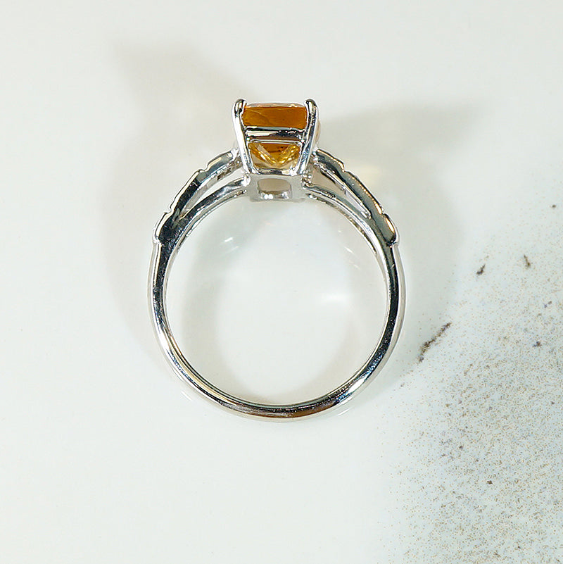 Fabulous Imperial Topaz in Diamond Set Platinum Ring