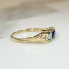 French Cut Sapphire & Diamond Two-Tone Gold Ring