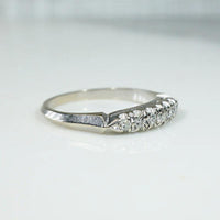 Retro White Gold Band with Seven Bright Diamonds