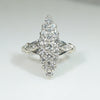 Mid Century Diamond & White Gold Navette Ring