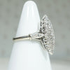 Mid Century Diamond & White Gold Navette Ring