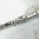 Lacy Filigree Diamond & Sapphire Art Deco Bracelet