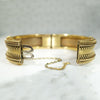 Striking Gold Filled Etruscan Revival Hinged Bangle