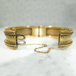 Striking Gold Filled Etruscan Revival Hinged Bangle