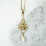 Delicate Diamond-Set Lavalier with River Pearl