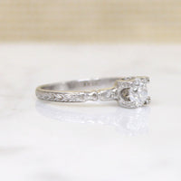 Romantic Engraved Platinum & Diamond Engagement Ring