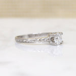 Romantic Engraved Platinum & Diamond Engagement Ring