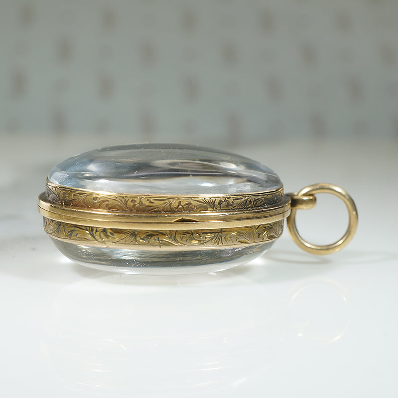 Superb Victorian Rock Crystal & Engraved Gold Locket