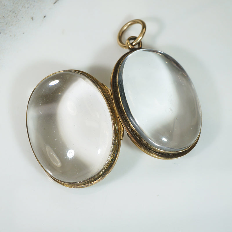 Superb Victorian Rock Crystal & Engraved Gold Locket
