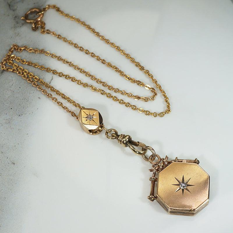 Starry Diamond Victorian Locket & Slide Chain