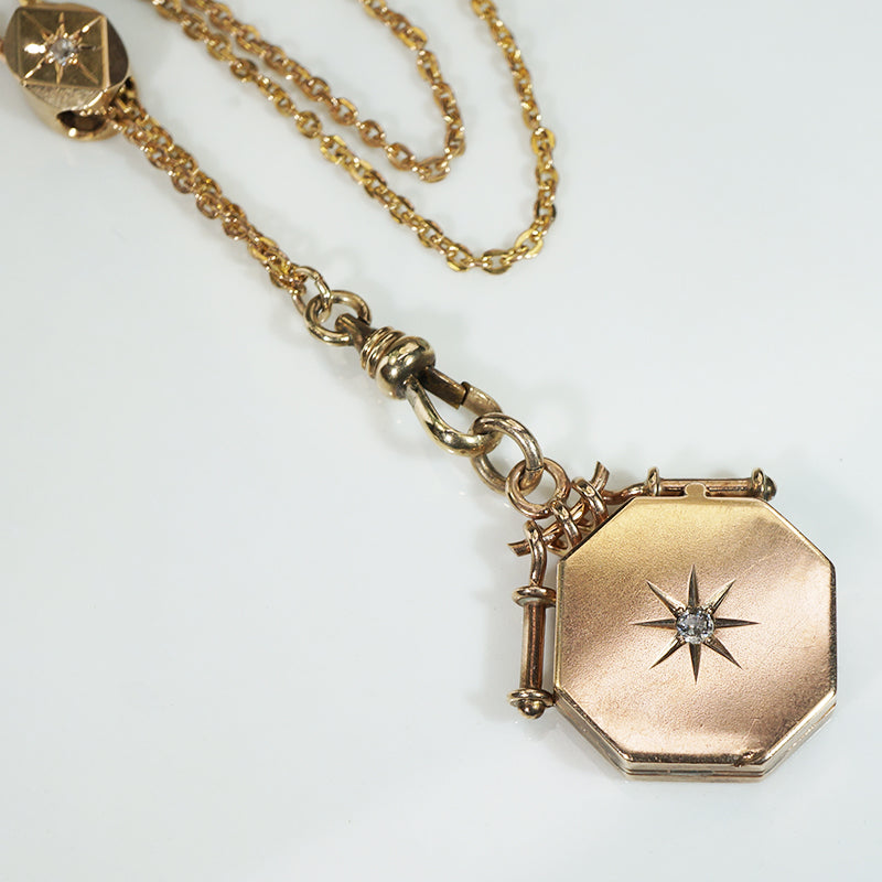 Starry Diamond Victorian Locket & Slide Chain