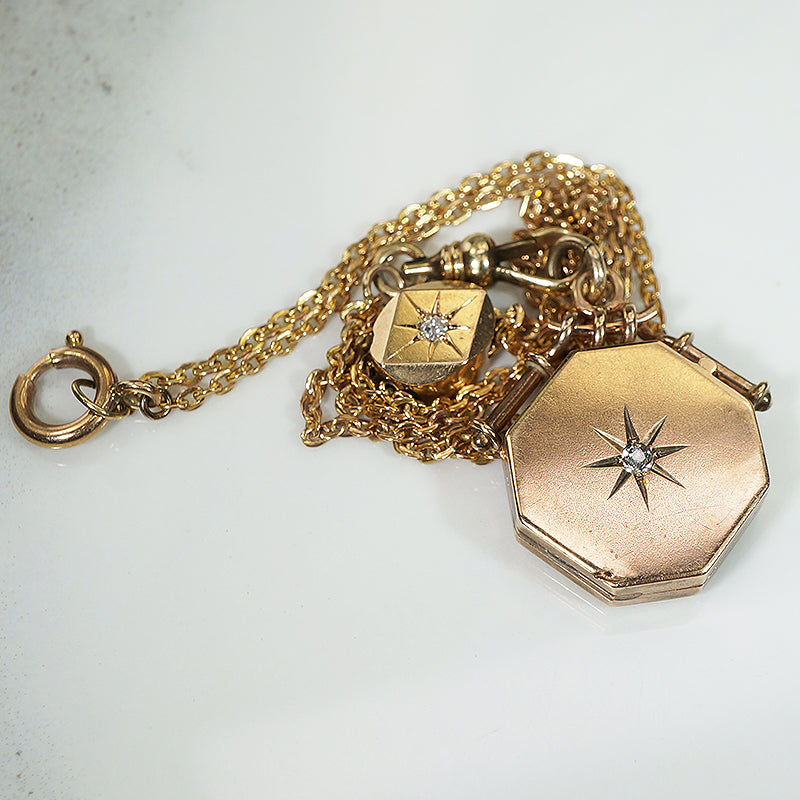 Starry Diamond Victorian Locket & Slide Chain