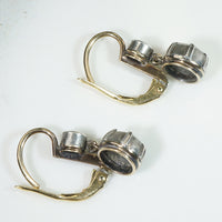 Victorian Rose Cut Diamonds in Gold & Silver Earbobs 