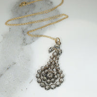 Old Mine Cut Diamonds in Silver & Gold Pendant