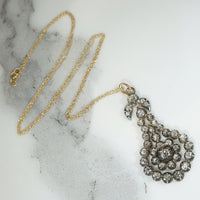 Old Mine Cut Diamonds in Silver & Gold Pendant