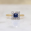 English Sapphire & Diamond Picture Frame Ring