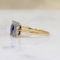 English Sapphire & Diamond Picture Frame Ring