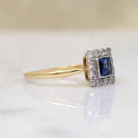 English Sapphire & Diamond Picture Frame Ring