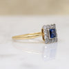English Sapphire & Diamond Picture Frame Ring
