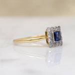 English Sapphire & Diamond Picture Frame Ring