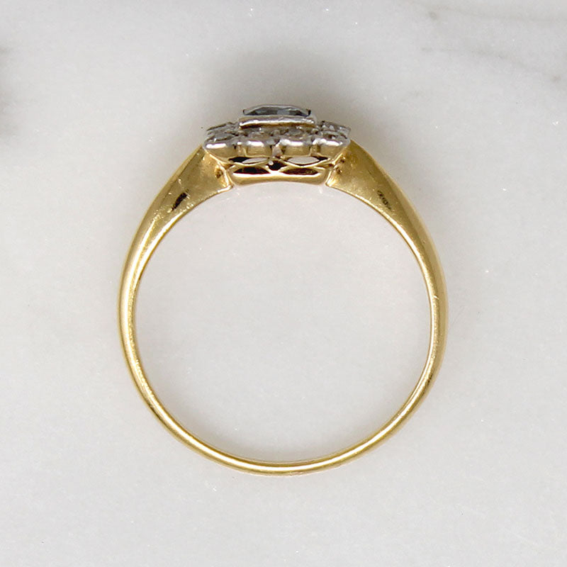 English Sapphire & Diamond Picture Frame Ring