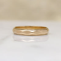 Faceted Gold Wedding Band with Milgrain Edges