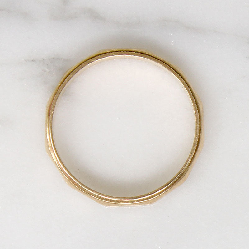 Faceted Gold Wedding Band with Milgrain Edges