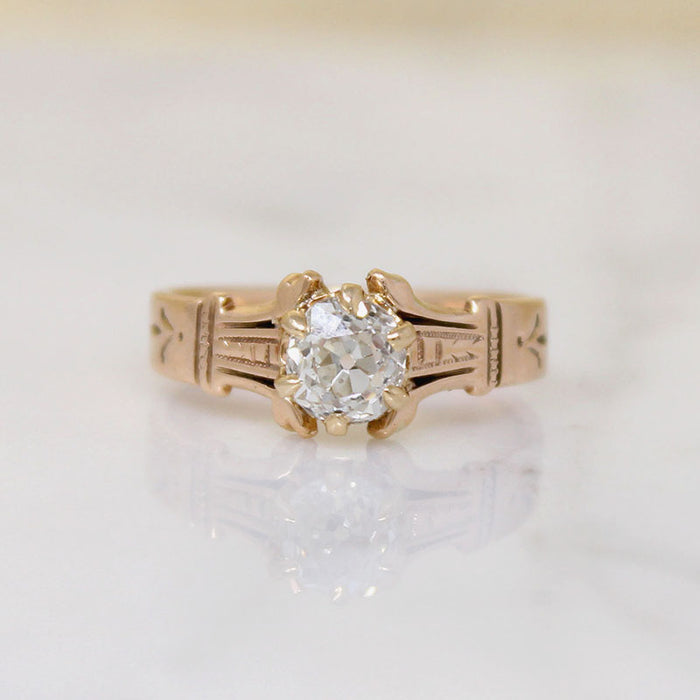 Delightful Victorian Old Euro Cut Diamond Solitaire Ring