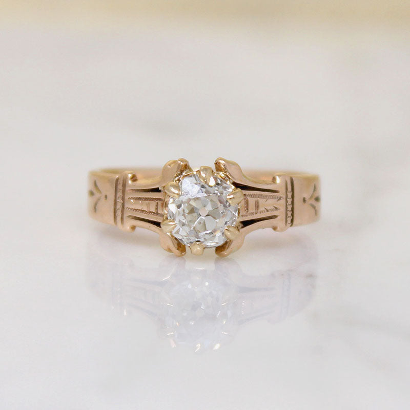 Delightful Victorian Old Euro Cut Diamond Solitaire Ring