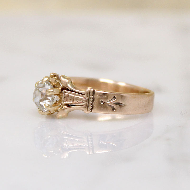 Delightful Victorian Old Euro Cut Diamond Solitaire Ring