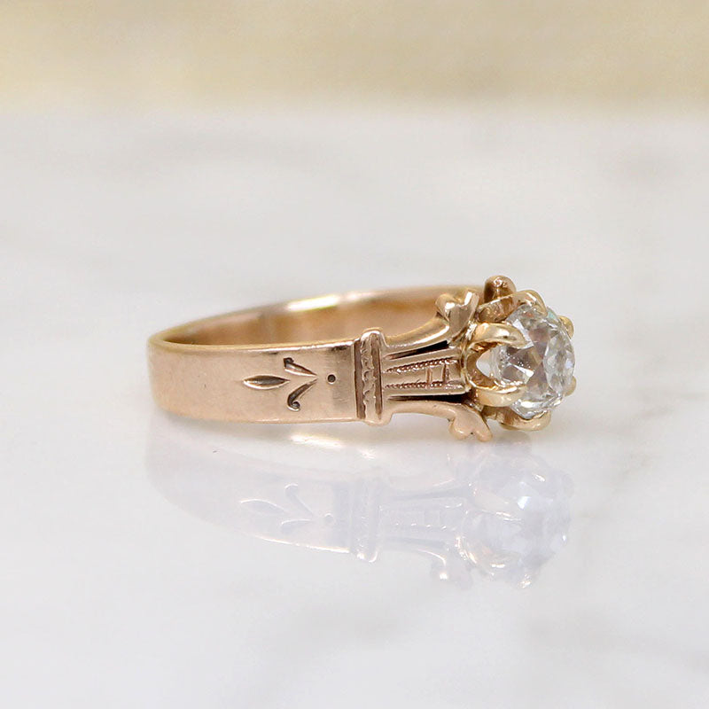 Delightful Victorian Old Euro Cut Diamond Solitaire Ring
